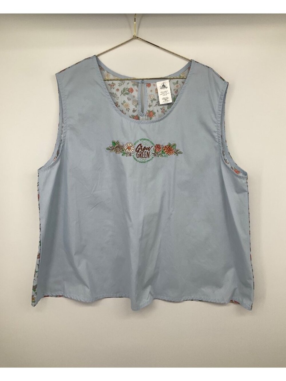 DISNEY 3XL Epcot Flower Garden Festival Grow Green Floral Blue Tank Top - Picture 2 of 9
